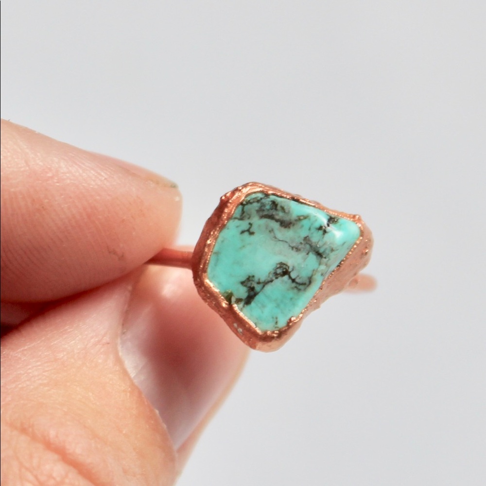 Turquoise and copper ring